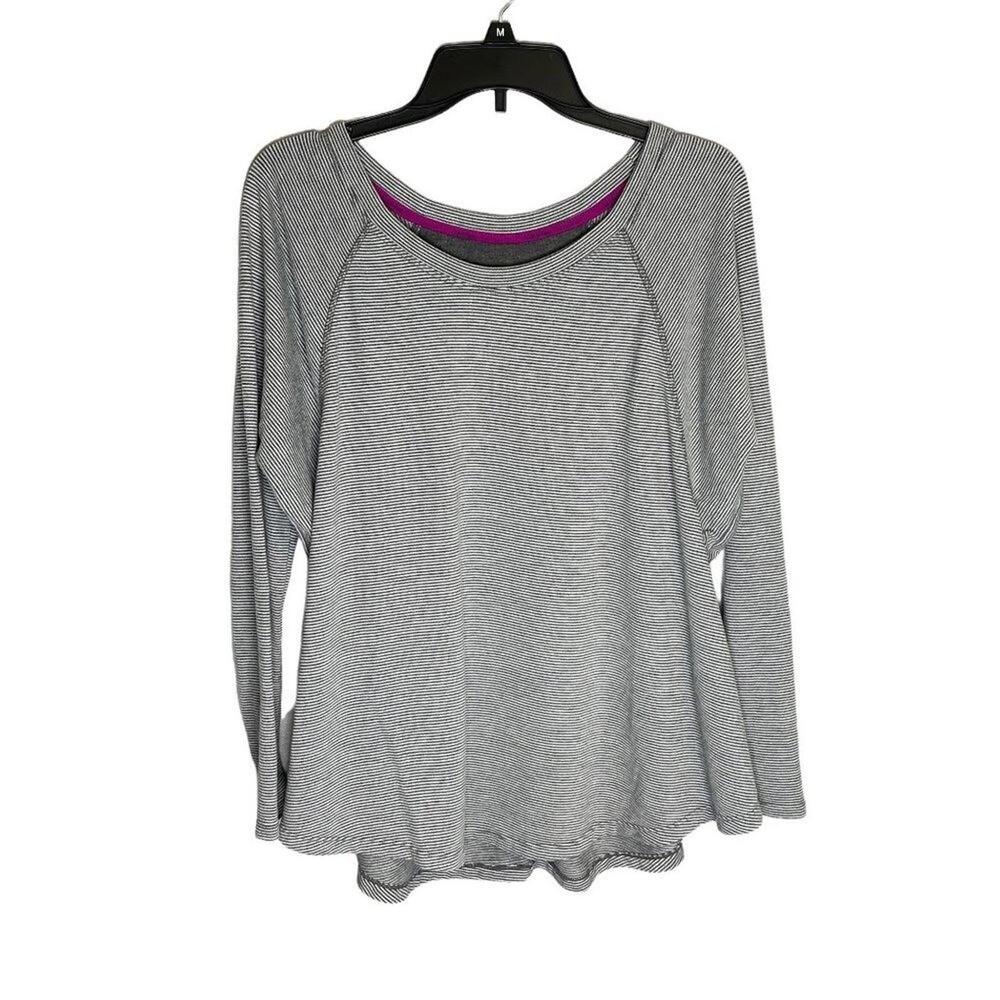 Calvin Klein Performance Women Athleisure Long Sleeve Stripes Pullover Top Small